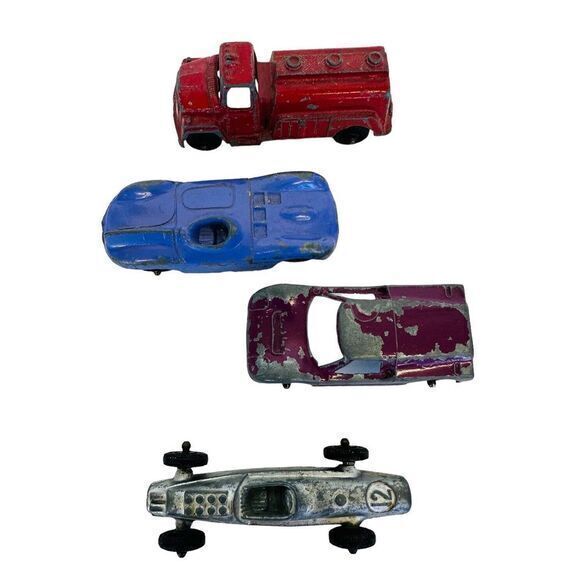 TootsieToy Metal Diecast Water Tanker Fire Truck Red Ford GT Race Car Jaguar VTG